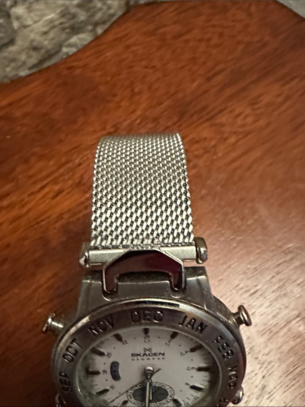 Skagen Men’s Silver Stainless Steel Mesh Watch - White Dial - Picture 3 of 12